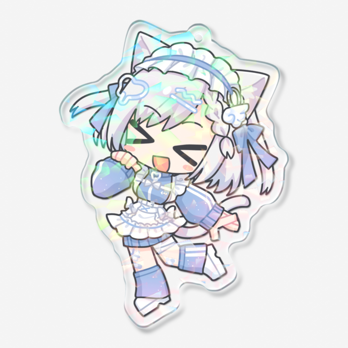 ホログラムアクリルキーホルダー(青ジャージメイド：全力スマイル顔)