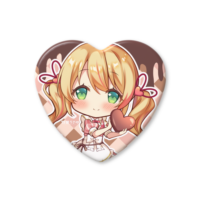 ハート缶バッジ - 57 × 52.5mm