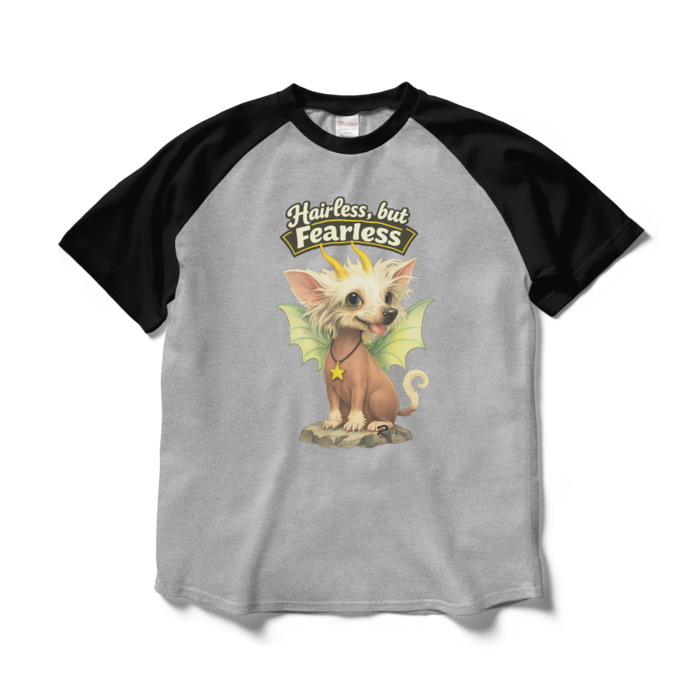 ラグランTシャツ - L - 杢グレー×ブラック