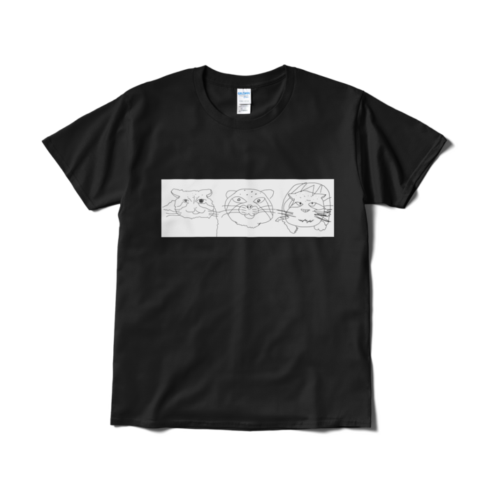 まぬるねこ(?)三銃士Tシャツ - L - ブラック