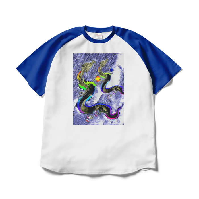 ラグランTシャツ - XL - ホワイト×ロイヤルブルー