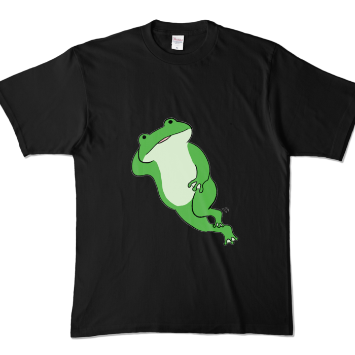 だらだらかえるTシャツ - XL - ブラック (濃色)