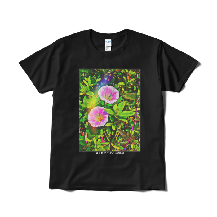囁く朝 アサガオ ASAGAO デザイナーTシャツ - L - ブラック