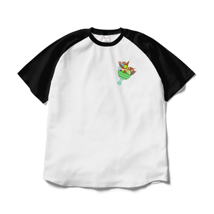 ラグランTシャツ - XL - ホワイト×ブラック