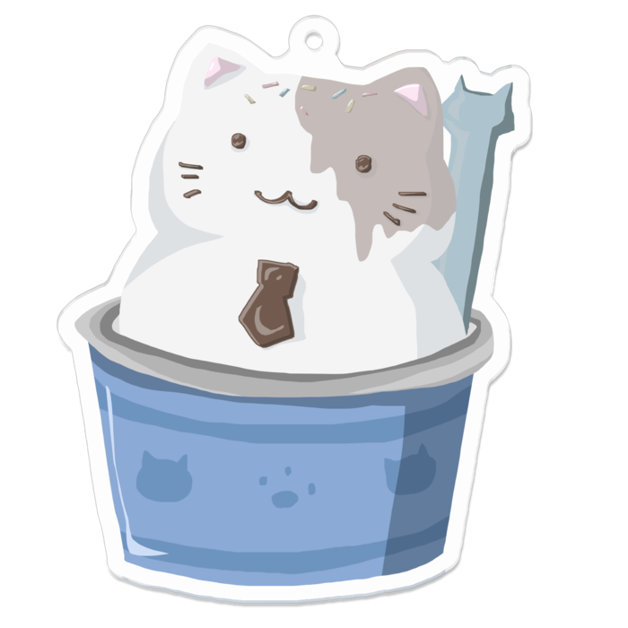 ねこあいすアクキー - 70 x 70 (mm)