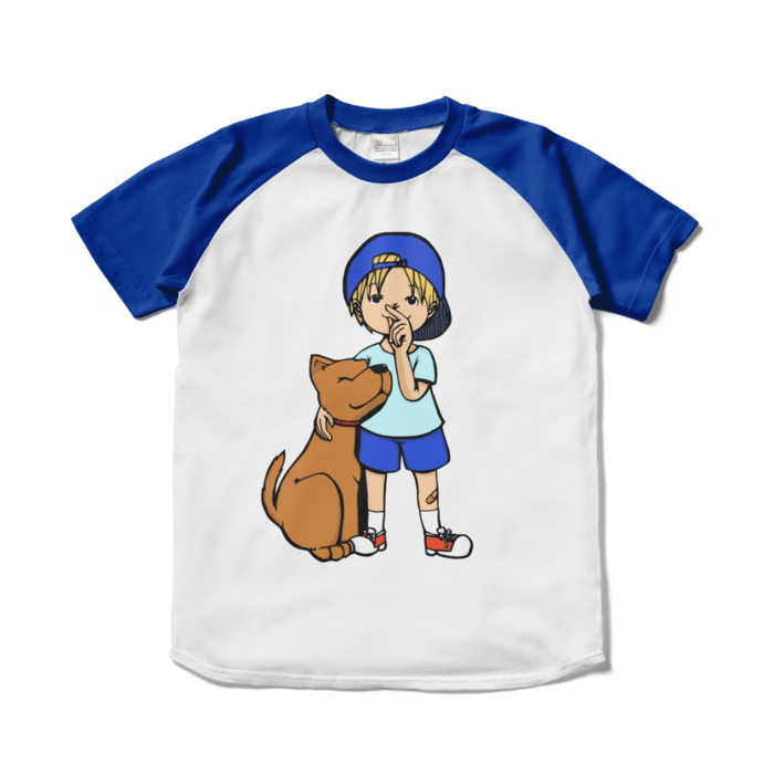 ラグランTシャツ - S - ホワイト×ロイヤルブルー