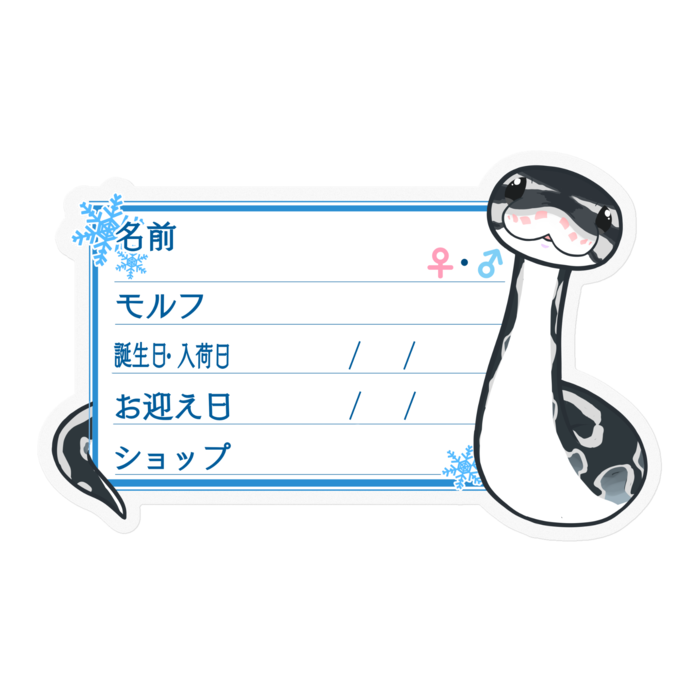 【🐍お名前ステッカー】ボールパイソン(アザン)-雪