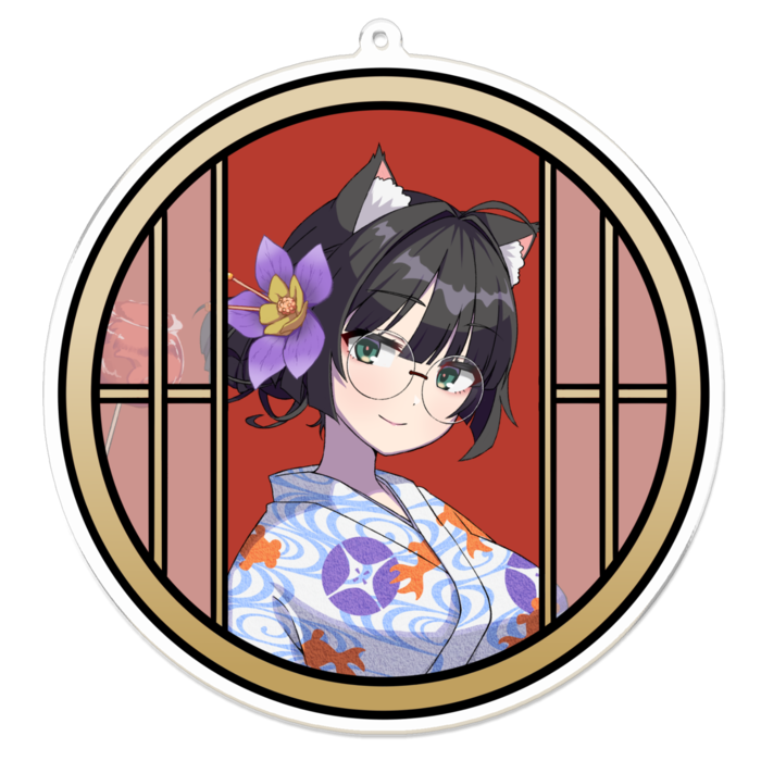 猫森彩奈🐱🌲 アクリルキーホルダー【浴衣2024】 100 x 100 (mm)