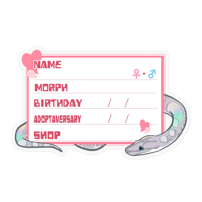 【🐍お名前ステッカー】コロニジ(アザン) ‐ ハート／ピンク(英語)