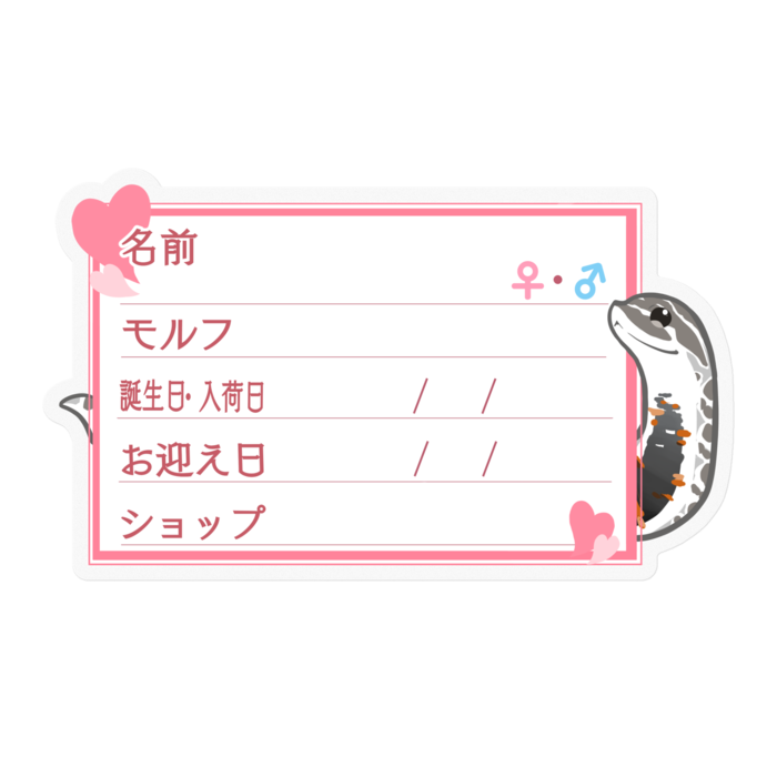【🐍お名前ステッカー】シシバナ(アークティック) ‐ハート／ピンク
