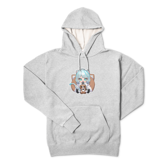 正面プリントパーカー - L - 杢グレー