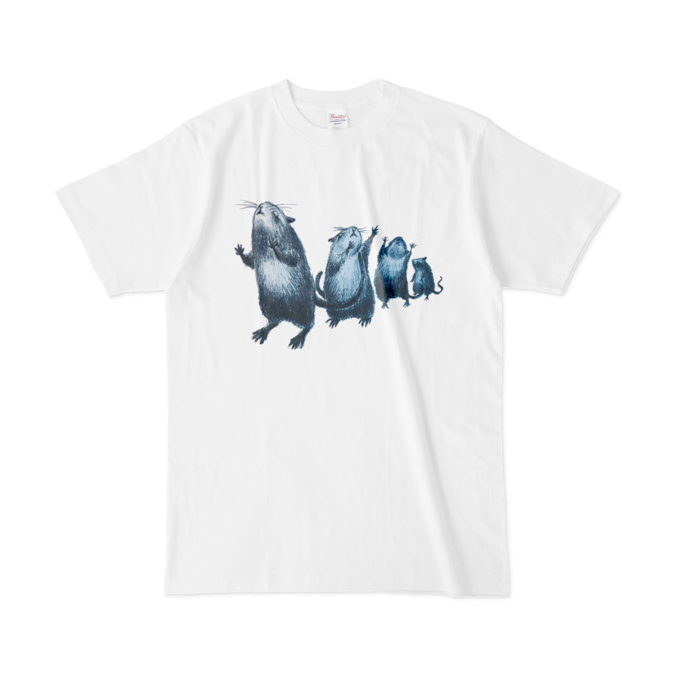Tシャツ - L - 白に青鼠