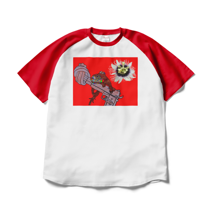 ラグランTシャツ - XL - ホワイト×レッド