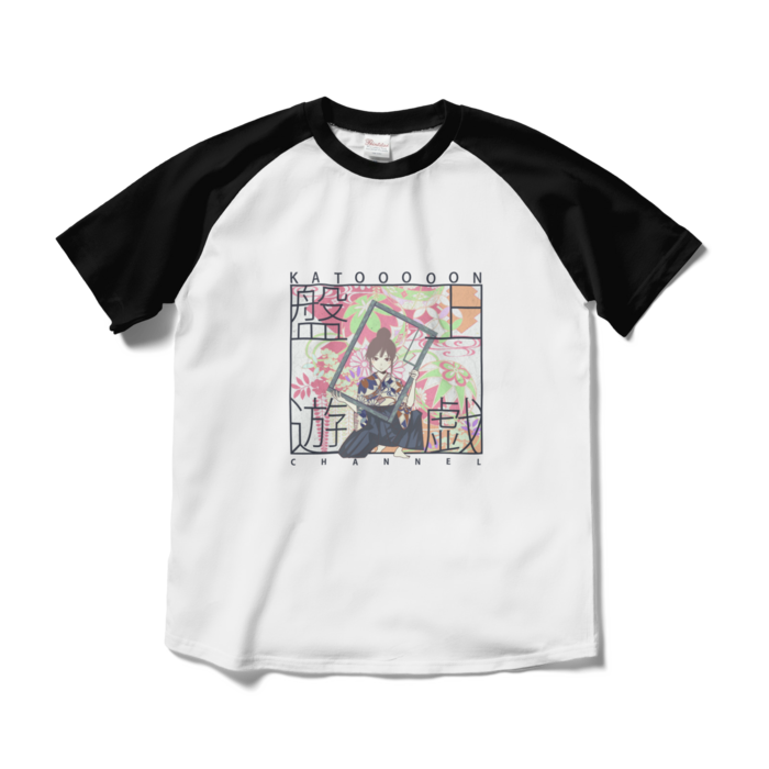 ラグランTシャツ - M - ホワイト×ブラック