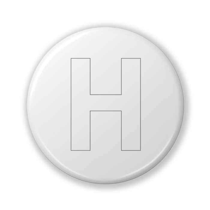 【H(エイチ)】〈ホワイト〉缶バッジ- 32mm
