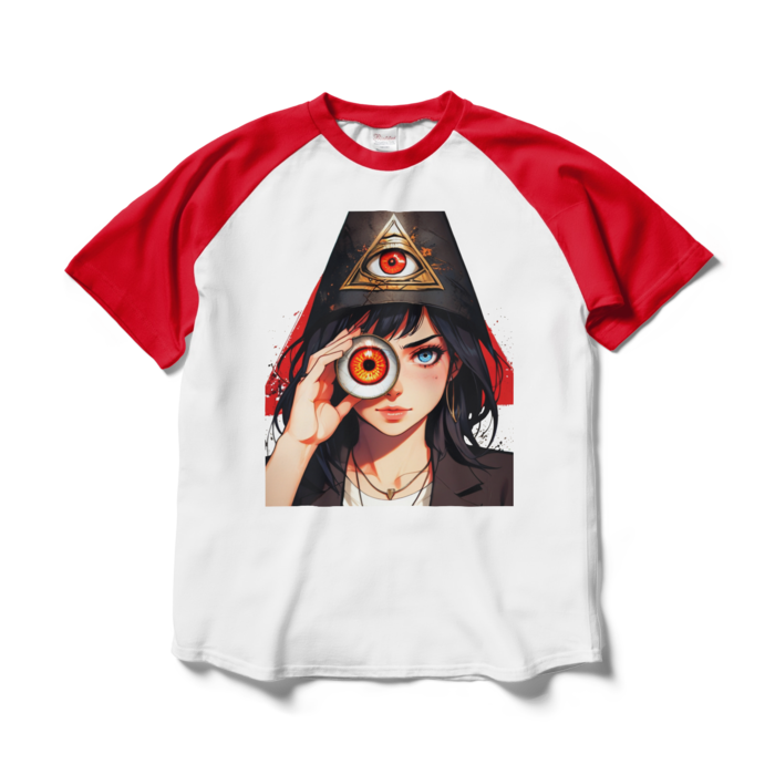 ラグランTシャツ - L - ホワイト×レッド