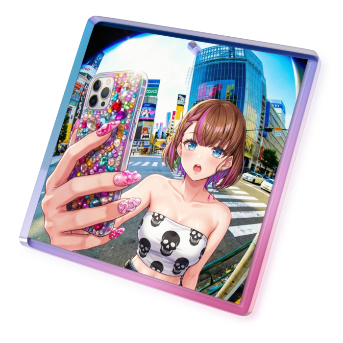 オーロラアクリルキーホルダー - 50 × 50mm