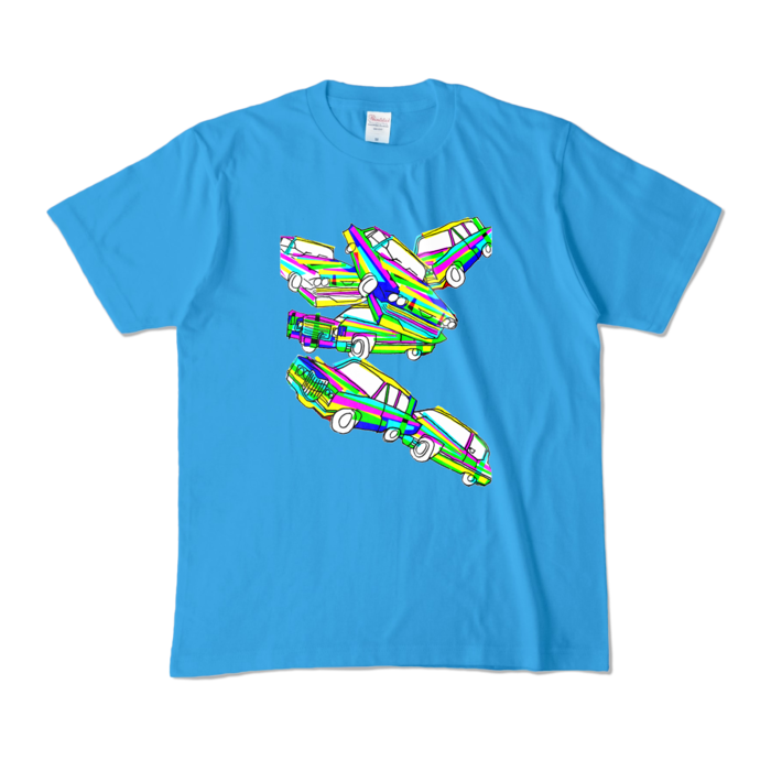 「カーアクション」Tシャツ - M - ターコイズ (濃色)