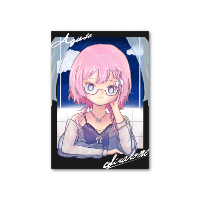 チェキ風カード 夜メガネ