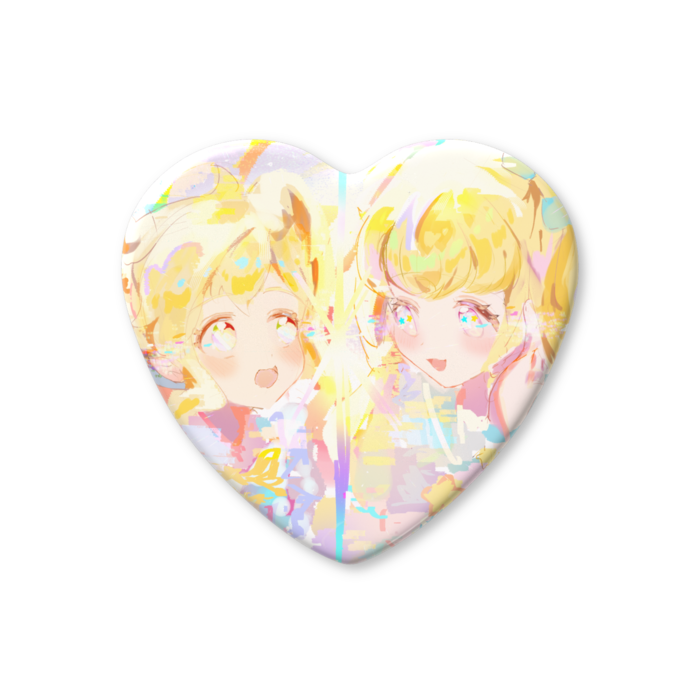 ハート缶バッジ - 57 × 52.5mm