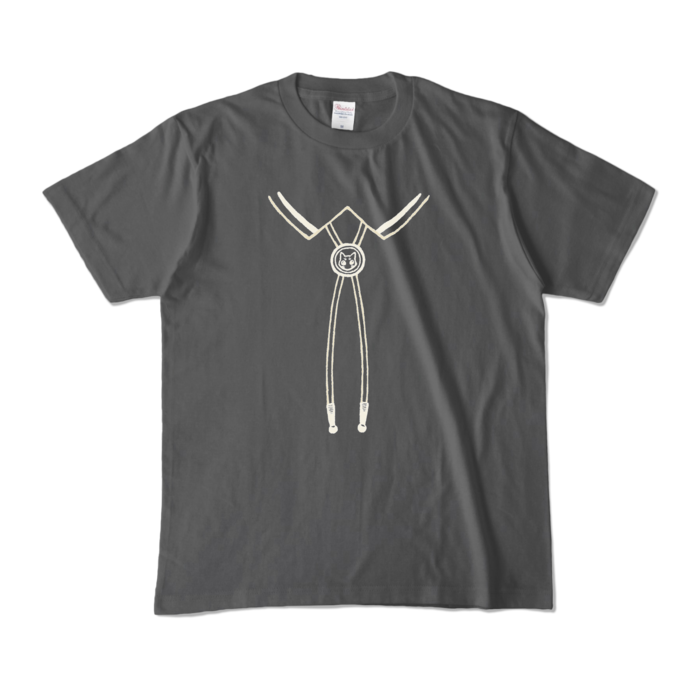 NEKO DAISUKI「NEKOのループタイ風」カラーTシャツ - M - チャコール (濃色)