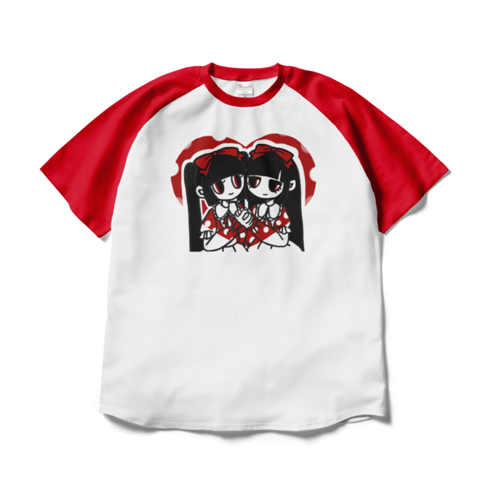 ラグランTシャツ - XL - ホワイト×レッド