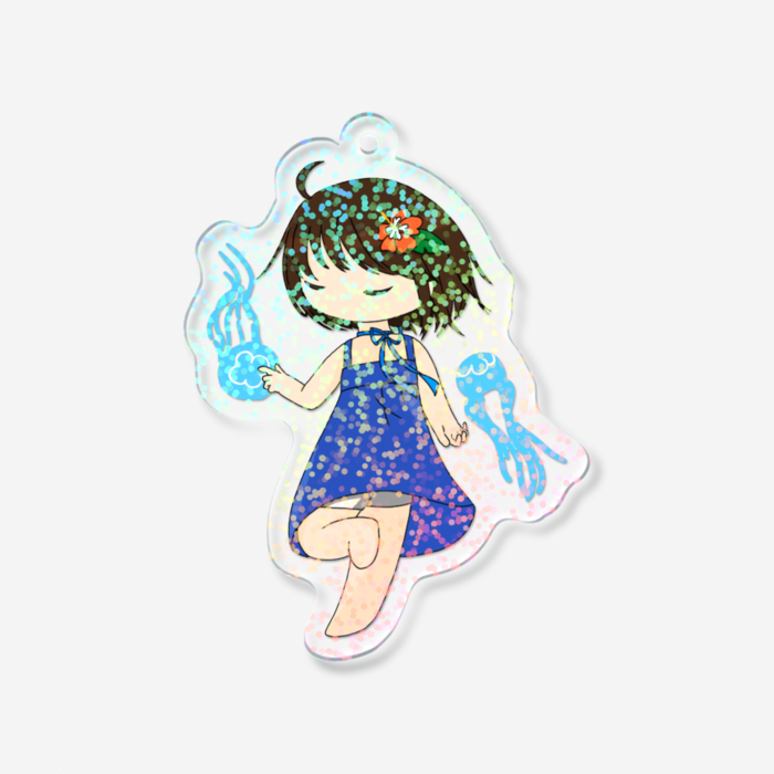 ホログラムアクリルキーホルダー - 70 × 70mm - グリッター