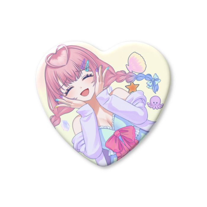 ハート缶バッジ - 57 × 52.5mm