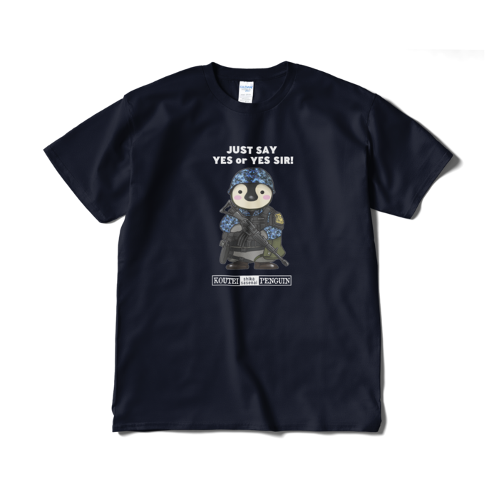 肯定しかさせないペンギンTシャツ - XL - ネイビー