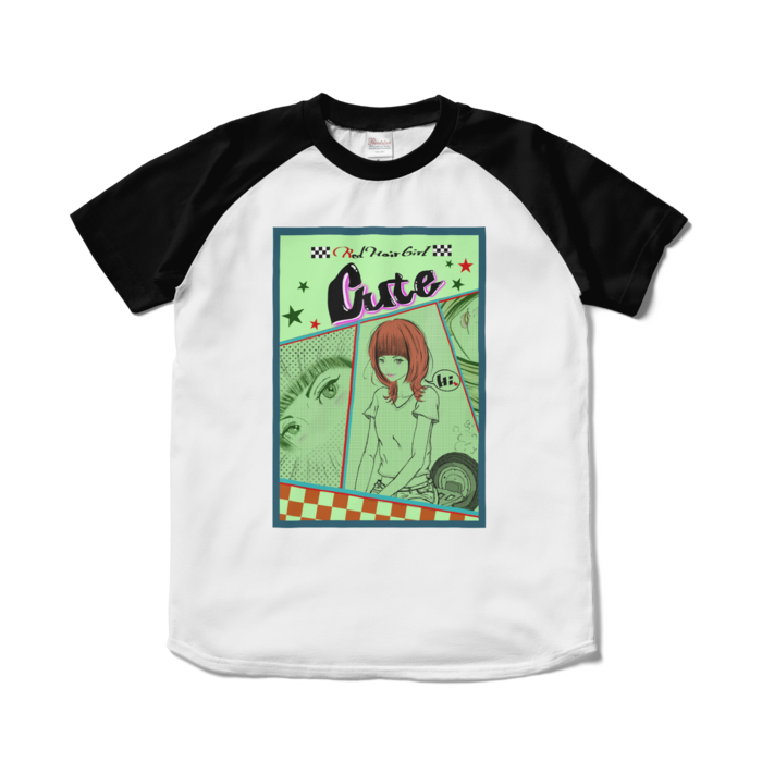 ラグランTシャツ - S - ホワイト×ブラック