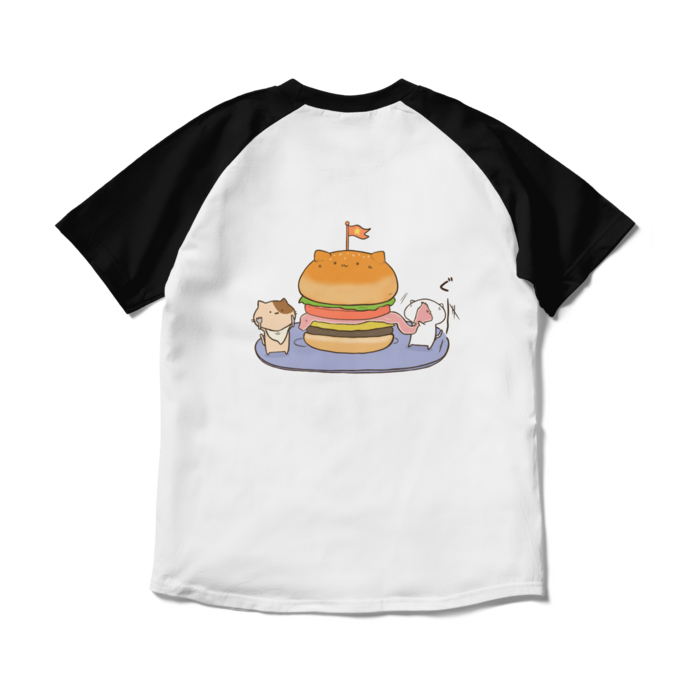 ラグランTシャツ - M - ホワイト×ブラック