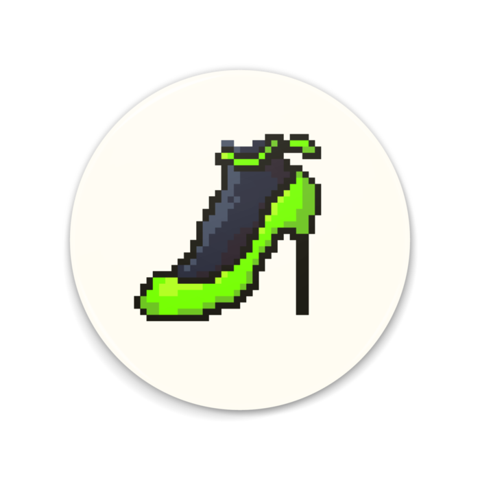 「ハイヒール（緑色）」　缶ミラー - 75mm