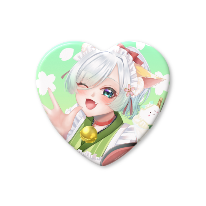ハート缶バッジ - 57 × 52.5mm