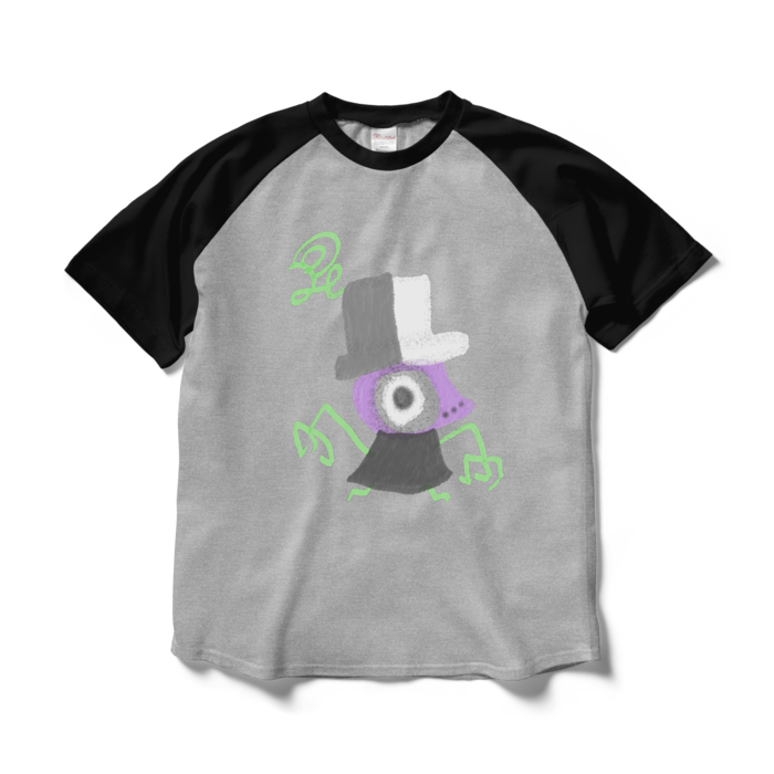 ラグランTシャツ - L - 杢グレー×ブラック