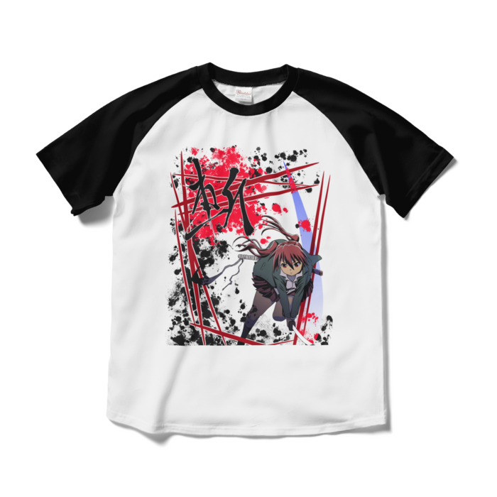 ラグランTシャツ - M - ホワイト×ブラック