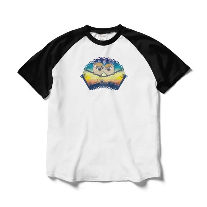 ラグランTシャツ - L - ホワイト×ブラック
