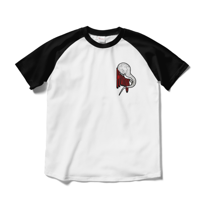 ラグランTシャツ - M - ホワイト×ブラック