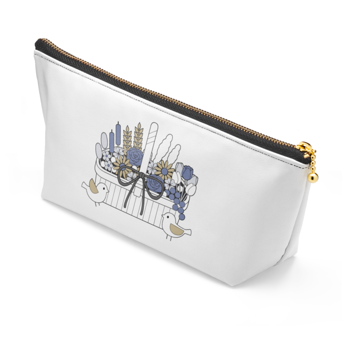 ポーチA　白色×ファスナー黒