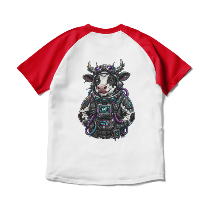 ラグランTシャツ - M - ホワイト×レッド(1)