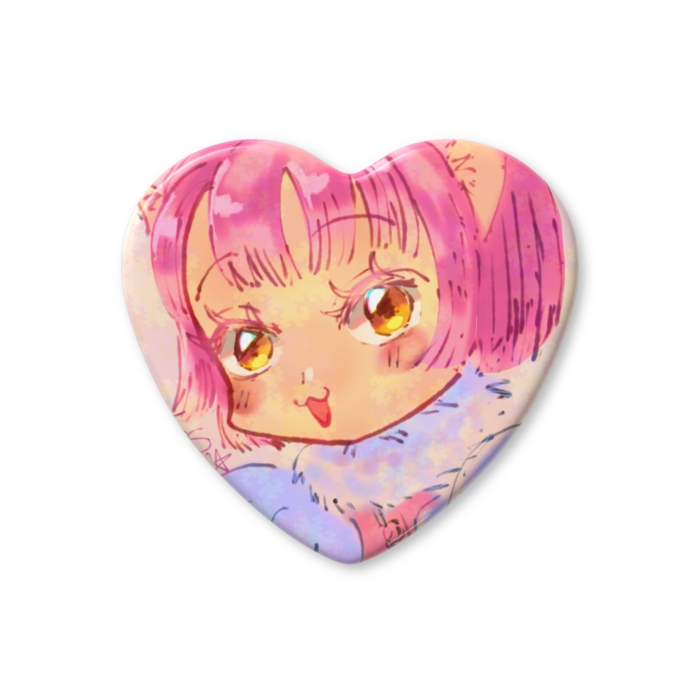 ハート缶バッジ - 52.5 × 57mm