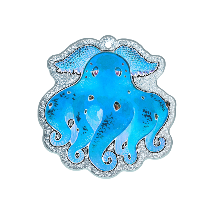 ラメアクリルキーホルダー - 50 × 50mm　メンダコ
