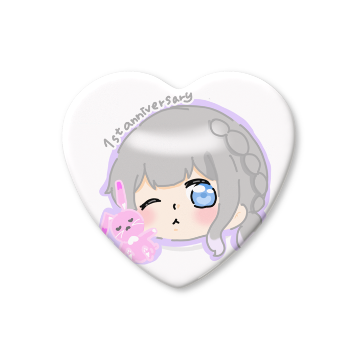 ハート缶バッジ - 57 × 52.5mm