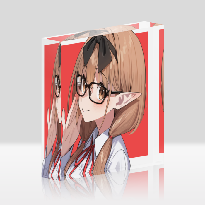背面白アクリルブロック - 100x100mm