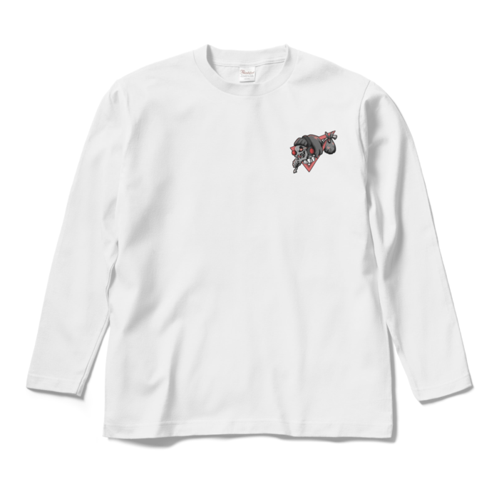ピエロ風スカルロングスリーブTシャツ - M - ホワイト