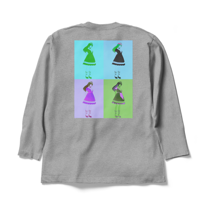 灰ロングスリーブTシャツ - XL - (青模様)