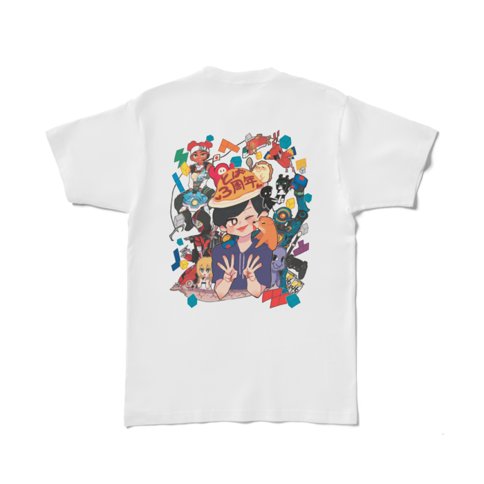 Tシャツ - L - 白(裏プリント)