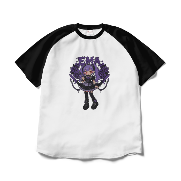ラグランTシャツ - XL - ホワイト×ブラック