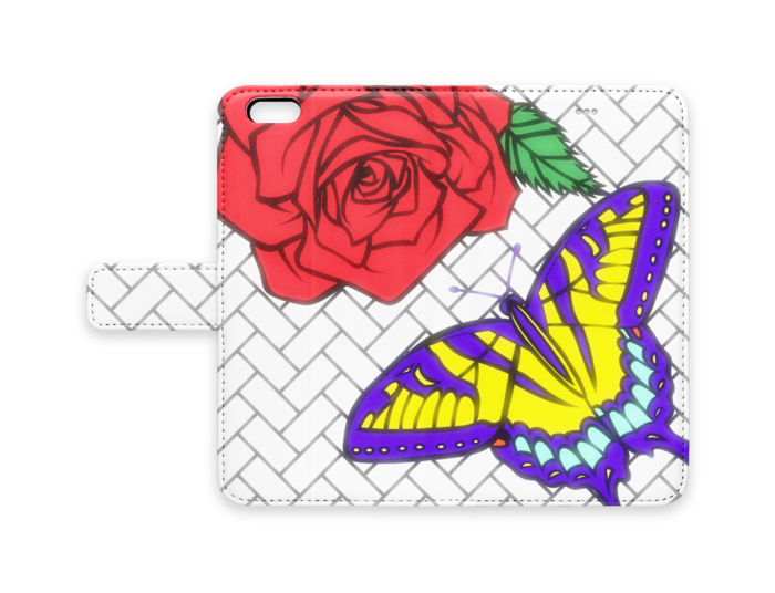 和風ステンドグラス 背景白黒 手帳型iphoneケース ワタベ屋 Booth