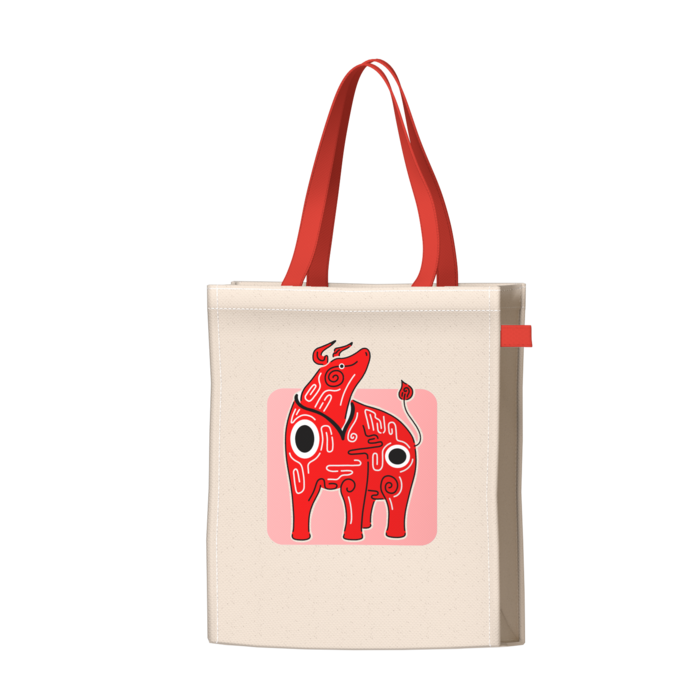 ツートンカラーバッグ - レッド - W34 × H41 × D14cm