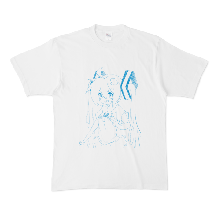 Tシャツ - XL - 白(ミクブルー)
